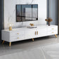 Consola de TV con almacenamiento cerrado, mueble de madera estilo Glam, con cajones y puertas