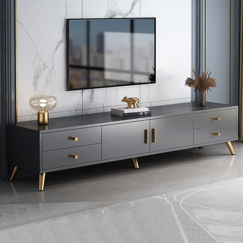 Consola de TV con almacenamiento cerrado, mueble de madera estilo Glam, con cajones y puertas