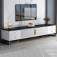 Consola de TV con almacenamiento cerrado, mueble de madera estilo Glam, con cajones y puertas