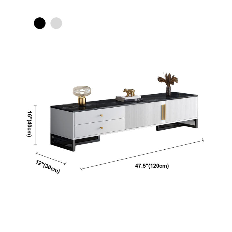 Consola de TV con almacenamiento cerrado, mueble de madera estilo Glam, con cajones y puertas
