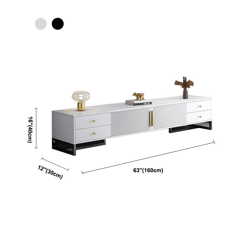 Consola de TV con almacenamiento cerrado, mueble de madera estilo Glam, con cajones y puertas