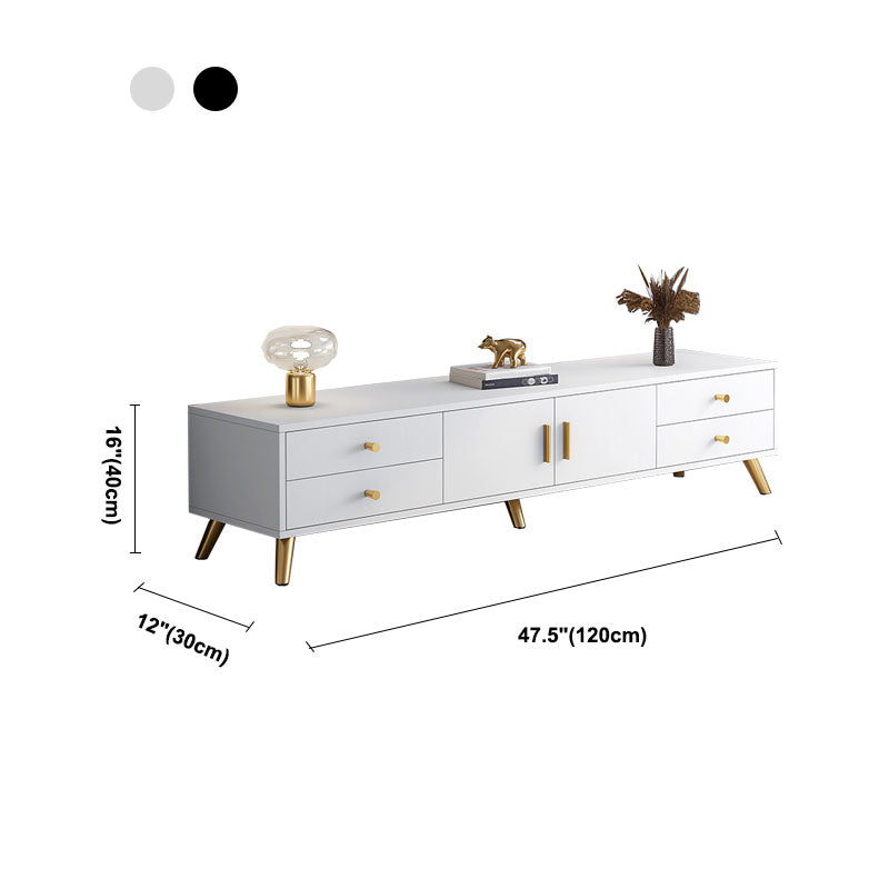 Consola de TV con almacenamiento cerrado, mueble de madera estilo Glam, con cajones y puertas