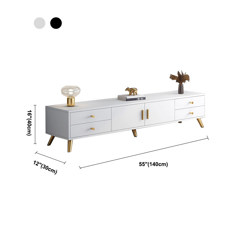 Consola de TV con almacenamiento cerrado, mueble de madera estilo Glam, con cajones y puertas