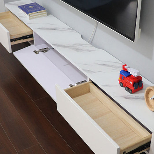 Modern Wooden TV Stand Wall-mounted TV Console with Drawers and Doors , 9.5" D X 7" H