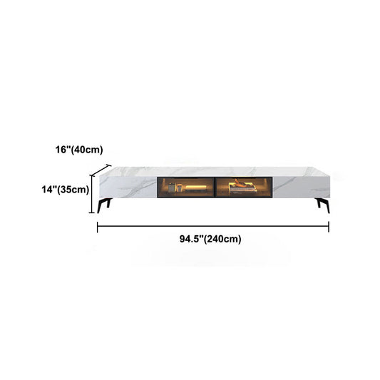 MODERNA TV in ardesia White White Chiuse Storage TV Console con luce sensore