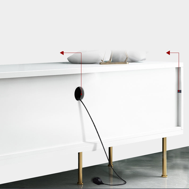 Moderna console TV in legno in legno bianco chiuso con porta scorrevole