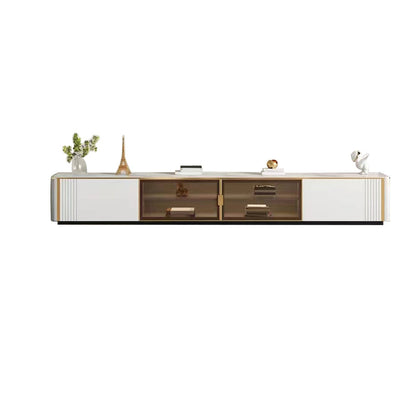 Soporte de televisión moderno de 16 "D Consola de TV de pizarra de almacenamiento cerrado con puerta de vidrio