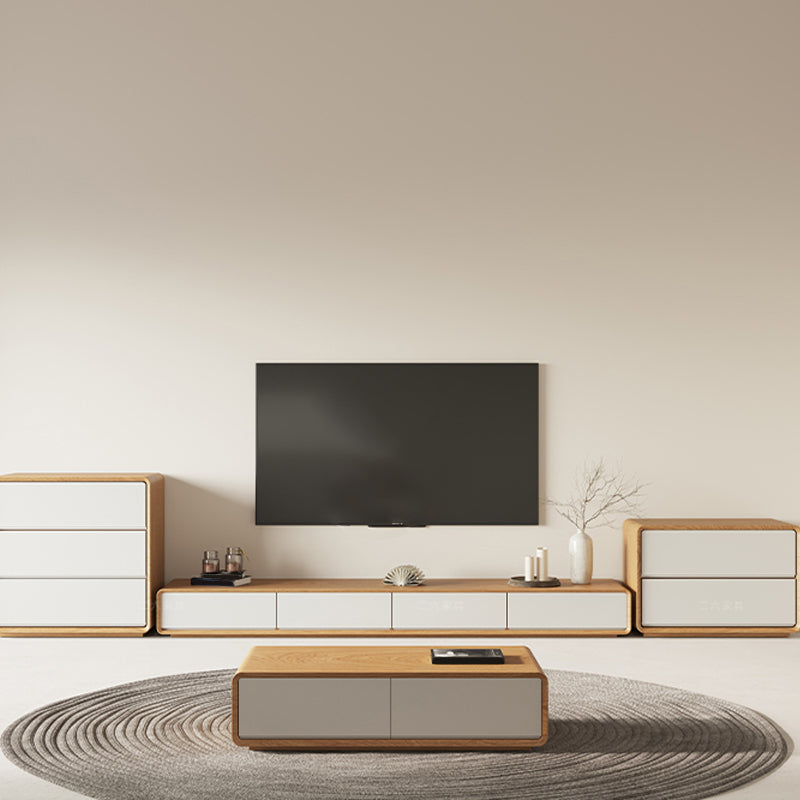 Holz -TV -Ständer geschlossener Speicher -TV -Konsole mit 3 /4 -Schubladen, 16 "D x 10" H