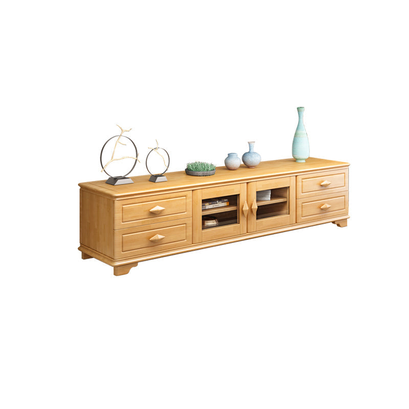16" / 16.5" D TV Stand Solid Wood TV Console with Drawers and Doors for Living Room 79"L x 16"W x 19"H Beige Clearhalo 'furn' 'furn_tv_stands_entertainment_centers' 'Furniture' 'Living Room Furniture' 'TV Stands & Entertainment Centers' 'TV Stands & Media Storage Furniture' 'tv_stands_entertainment_centers' 5568366