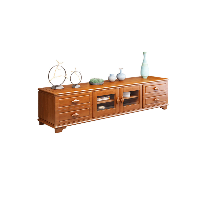 16" / 16.5" D TV Stand Solid Wood TV Console with Drawers and Doors for Living Room 79"L x 16"W x 19"H Red Brown Clearhalo 'furn' 'furn_tv_stands_entertainment_centers' 'Furniture' 'Living Room Furniture' 'TV Stands & Entertainment Centers' 'TV Stands & Media Storage Furniture' 'tv_stands_entertainment_centers' 5568368