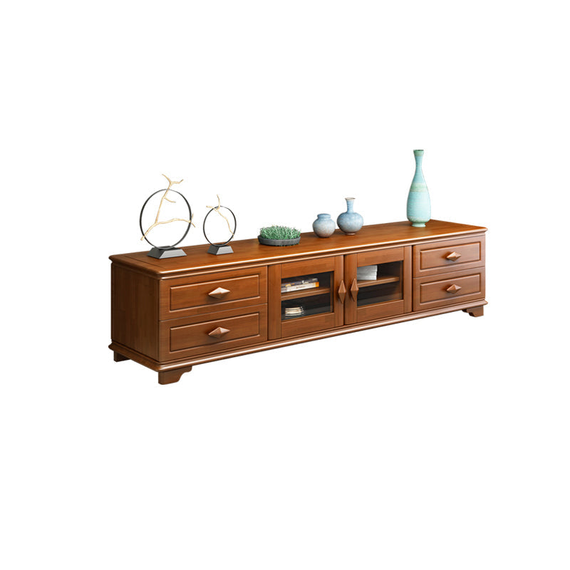 16" / 16.5" D TV Stand Solid Wood TV Console with Drawers and Doors for Living Room 79"L x 16"W x 19"H Walnut Clearhalo 'furn' 'furn_tv_stands_entertainment_centers' 'Furniture' 'Living Room Furniture' 'TV Stands & Entertainment Centers' 'TV Stands & Media Storage Furniture' 'tv_stands_entertainment_centers' 5568369