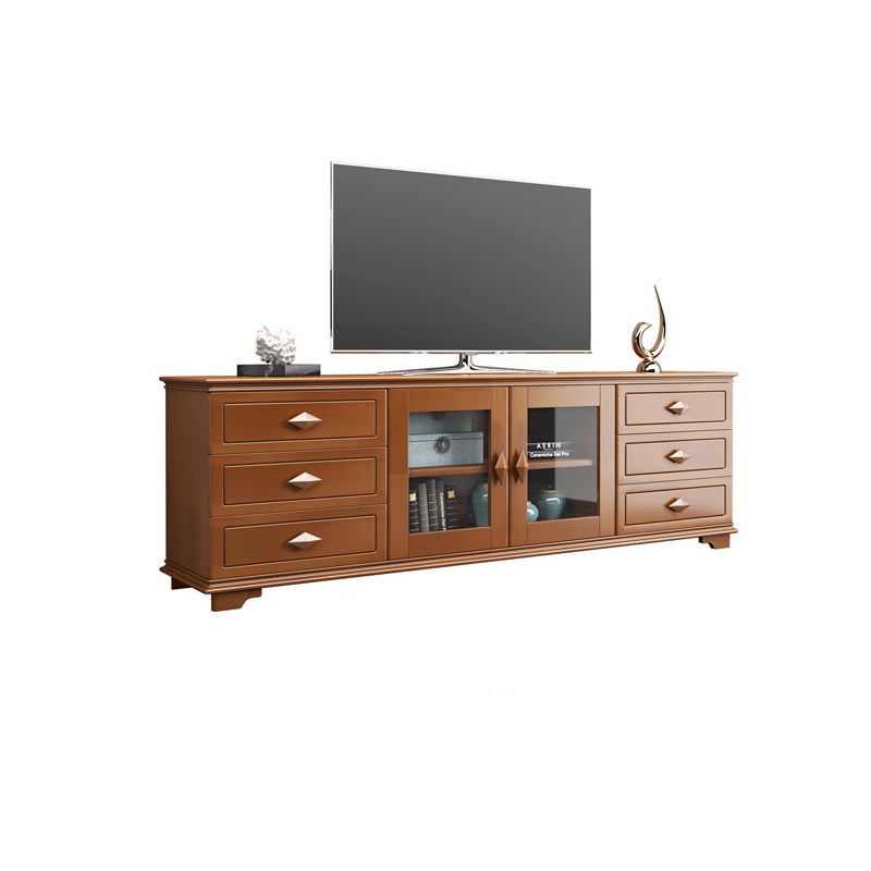 16" / 16.5" D TV Stand Solid Wood TV Console with Drawers and Doors for Living Room 79"L x 16"W x 25"H Walnut Clearhalo 'furn' 'furn_tv_stands_entertainment_centers' 'Furniture' 'Living Room Furniture' 'TV Stands & Entertainment Centers' 'TV Stands & Media Storage Furniture' 'tv_stands_entertainment_centers' 5568371