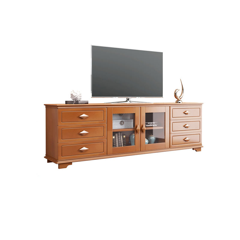16" / 16.5" D TV Stand Solid Wood TV Console with Drawers and Doors for Living Room 79"L x 16"W x 25"H Red Brown Clearhalo 'furn' 'furn_tv_stands_entertainment_centers' 'Furniture' 'Living Room Furniture' 'TV Stands & Entertainment Centers' 'TV Stands & Media Storage Furniture' 'tv_stands_entertainment_centers' 5568373