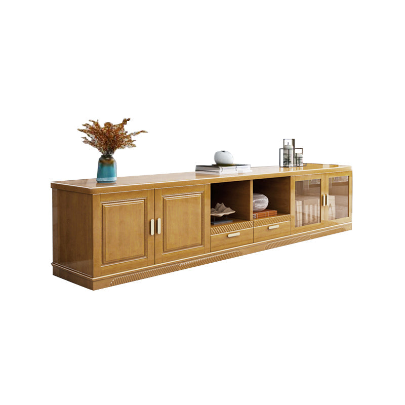 16" / 16.5" D TV Stand Solid Wood TV Console with Drawers and Doors for Living Room 95.7"L x 16.5"W x 23.6"H Beige Clearhalo 'furn' 'furn_tv_stands_entertainment_centers' 'Furniture' 'Living Room Furniture' 'TV Stands & Entertainment Centers' 'TV Stands & Media Storage Furniture' 'tv_stands_entertainment_centers' 5568383