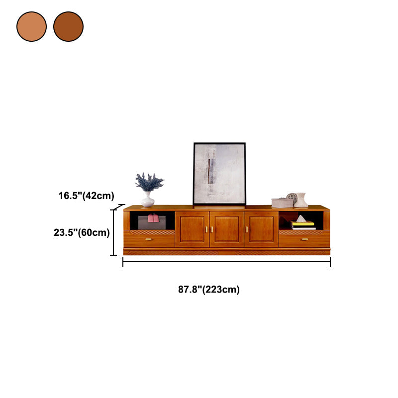 16" / 16.5" D TV Stand Solid Wood TV Console with Drawers and Doors for Living Room Clearhalo 'furn' 'furn_tv_stands_entertainment_centers' 'Furniture' 'Living Room Furniture' 'TV Stands & Entertainment Centers' 'TV Stands & Media Storage Furniture' 'tv_stands_entertainment_centers' 5568386