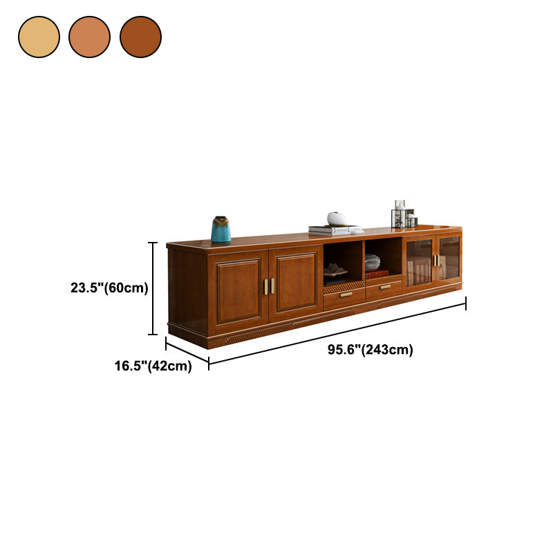 16" / 16.5" D TV Stand Solid Wood TV Console with Drawers and Doors for Living Room Clearhalo 'furn' 'furn_tv_stands_entertainment_centers' 'Furniture' 'Living Room Furniture' 'TV Stands & Entertainment Centers' 'TV Stands & Media Storage Furniture' 'tv_stands_entertainment_centers' 5568387