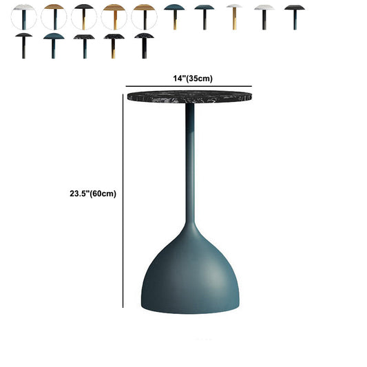 Modern Metallic Pedestal End Table 23.6" Tall Round Side Table