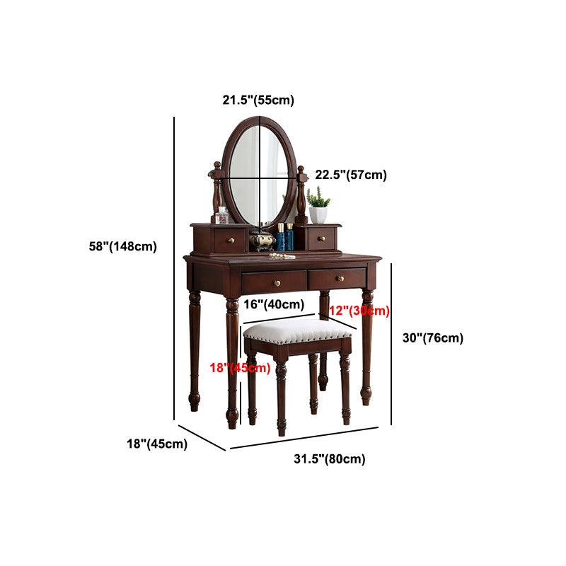 Brone Makeup Table With Drawers 17.71" W x 58.26" H for Bedroom