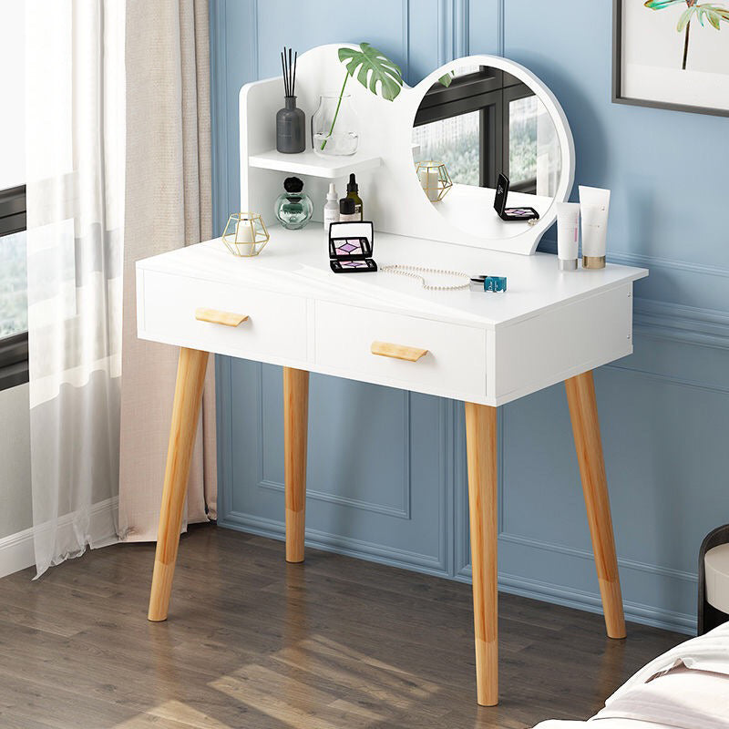 Table de maquillage contemporain avec tiroirs blancs / bleu 15,74 "W x 28,93" H