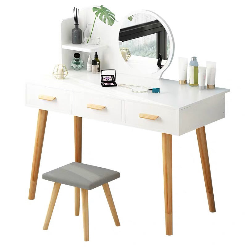 Table de maquillage contemporain avec tiroirs blancs / bleu 15,74 "W x 28,93" H