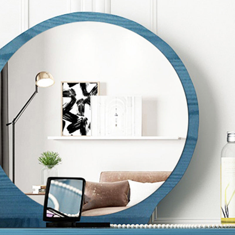 Table de maquillage contemporain avec tiroirs blancs / bleu 15,74 "W x 28,93" H