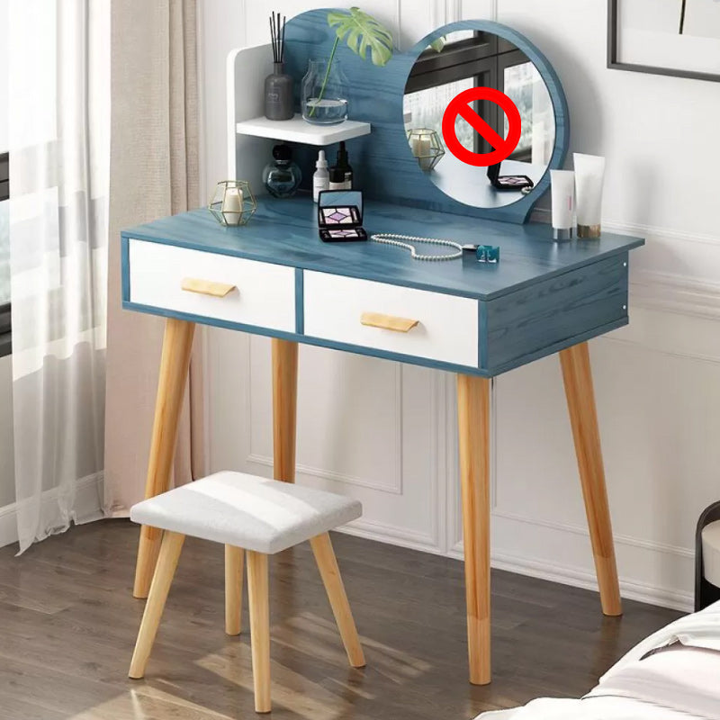 Table de maquillage contemporain avec tiroirs blancs / bleu 15,74 "W x 28,93" H