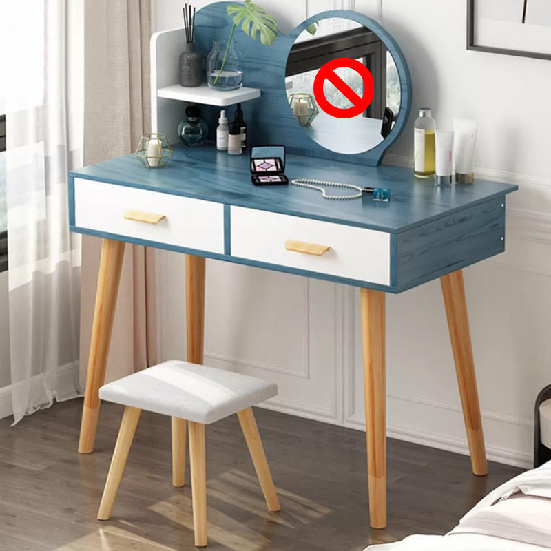 Table de maquillage contemporain avec tiroirs blancs / bleu 15,74 "W x 28,93" H