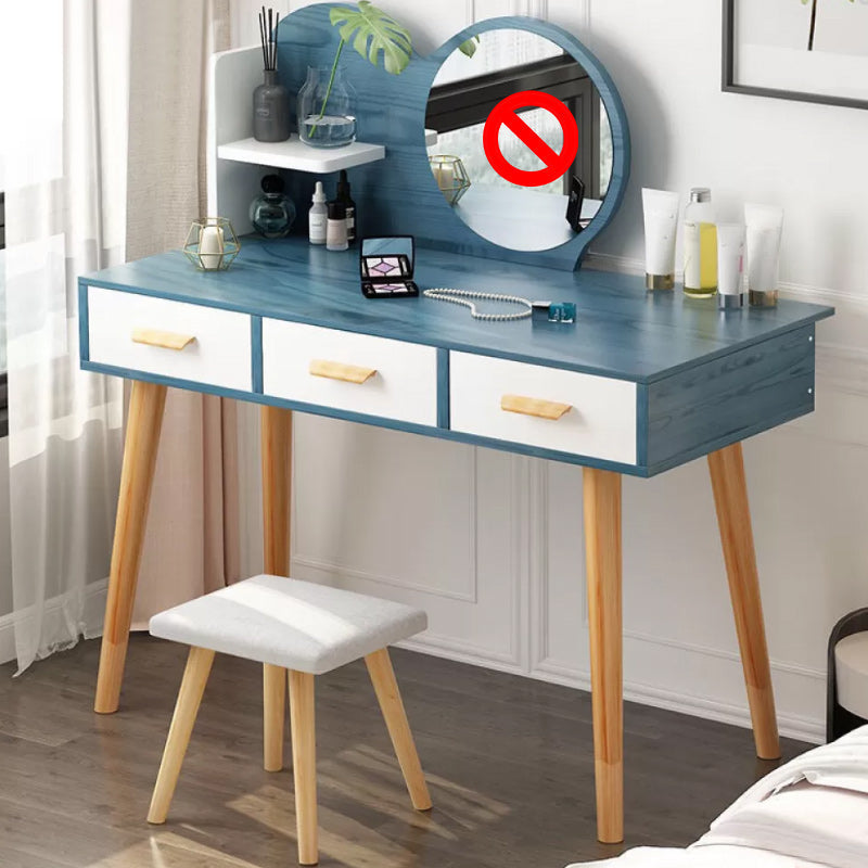 Table de maquillage contemporain avec tiroirs blancs / bleu 15,74 "W x 28,93" H