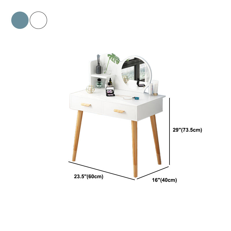Table de maquillage contemporain avec tiroirs blancs / bleu 15,74 "W x 28,93" H