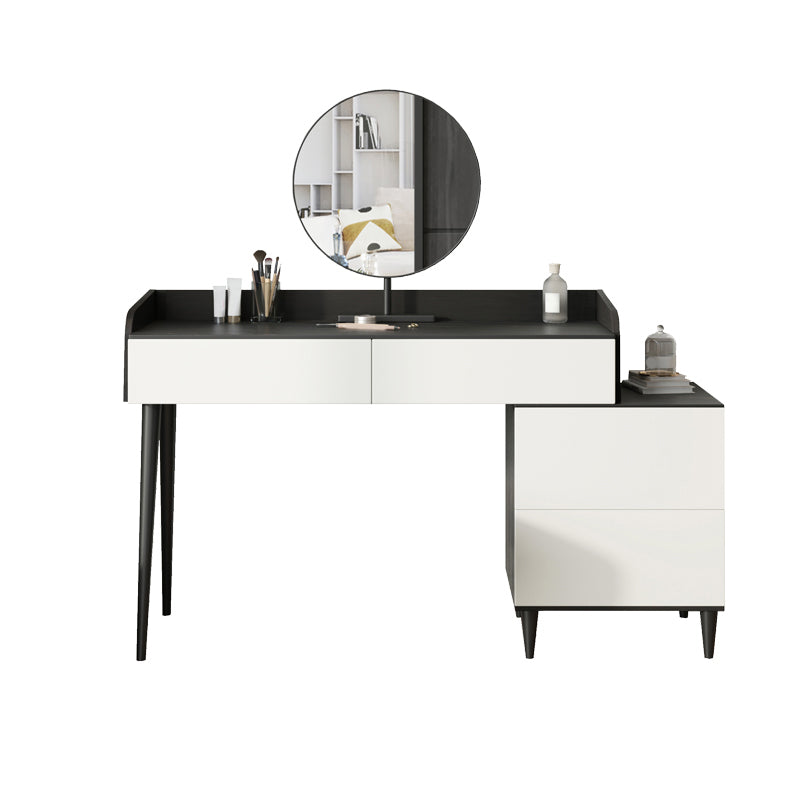 Contemporary White Makeup Table With Drawers 15.74 W x 30.70" H for Bedroom
