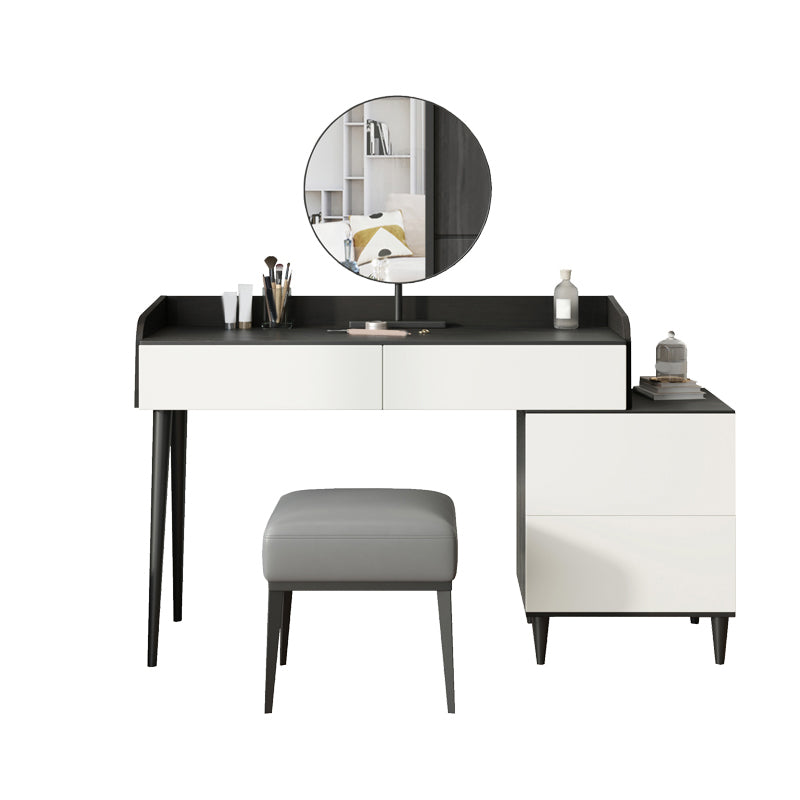 Contemporary White Makeup Table With Drawers 15.74 W x 30.70" H for Bedroom