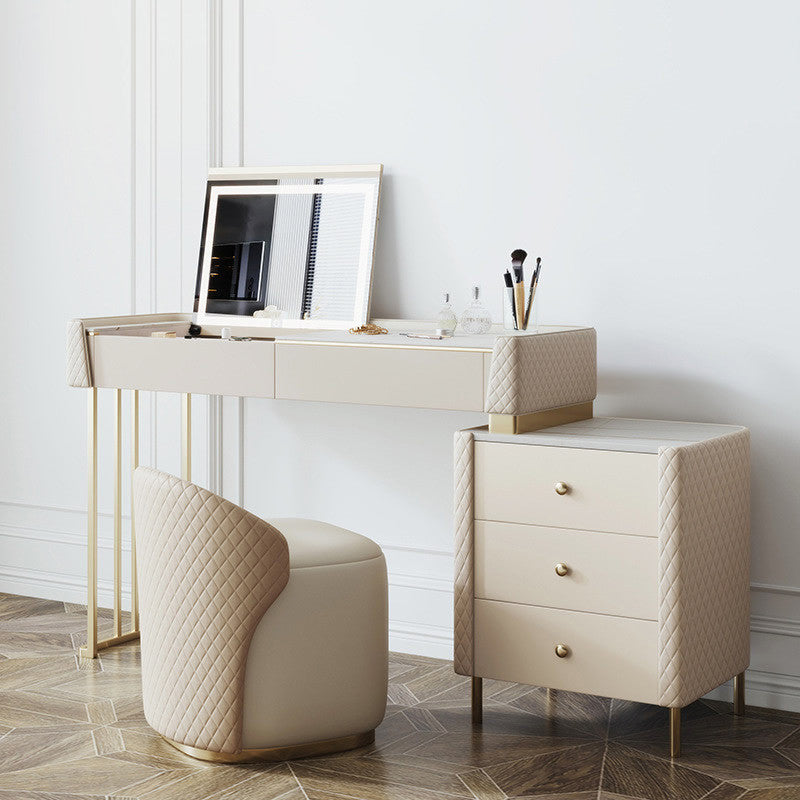 Glamstil Beige Rock Schiefer Eitelkeit mit 5 Schubladen Metallbasis