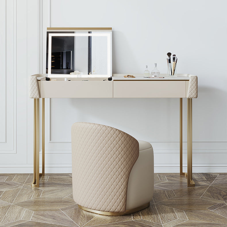 Glamstil Beige Rock Schiefer Eitelkeit mit 5 Schubladen Metallbasis