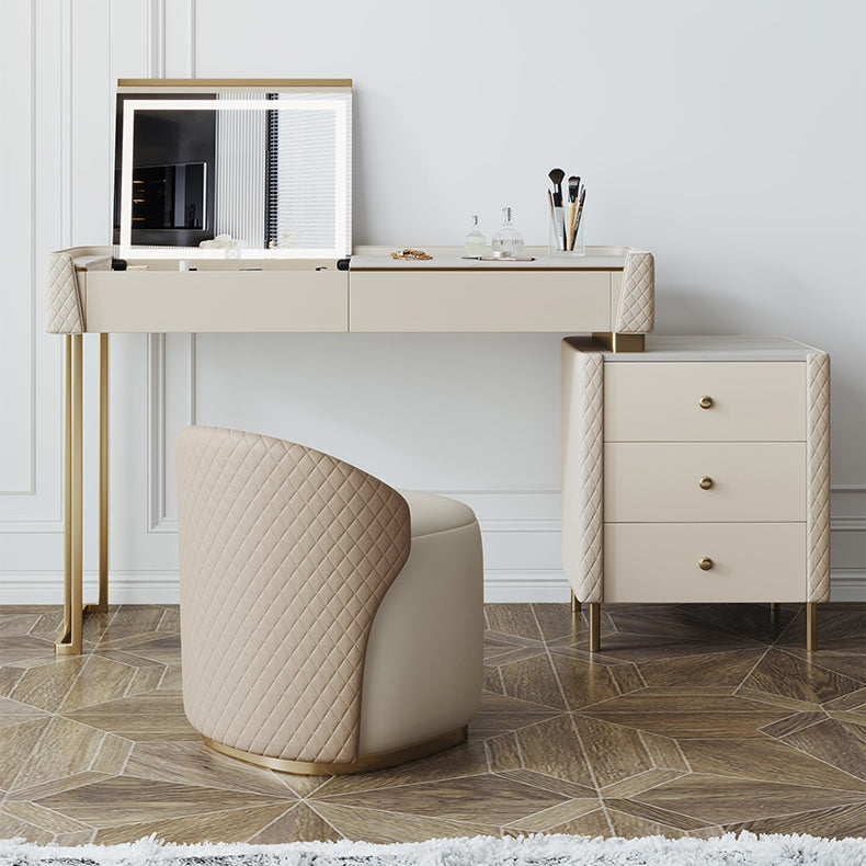 Glamstil Beige Rock Schiefer Eitelkeit mit 5 Schubladen Metallbasis