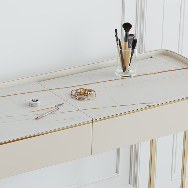 Glamstil Beige Rock Schiefer Eitelkeit mit 5 Schubladen Metallbasis