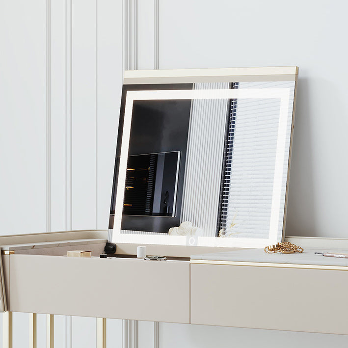 Glamstil Beige Rock Schiefer Eitelkeit mit 5 Schubladen Metallbasis