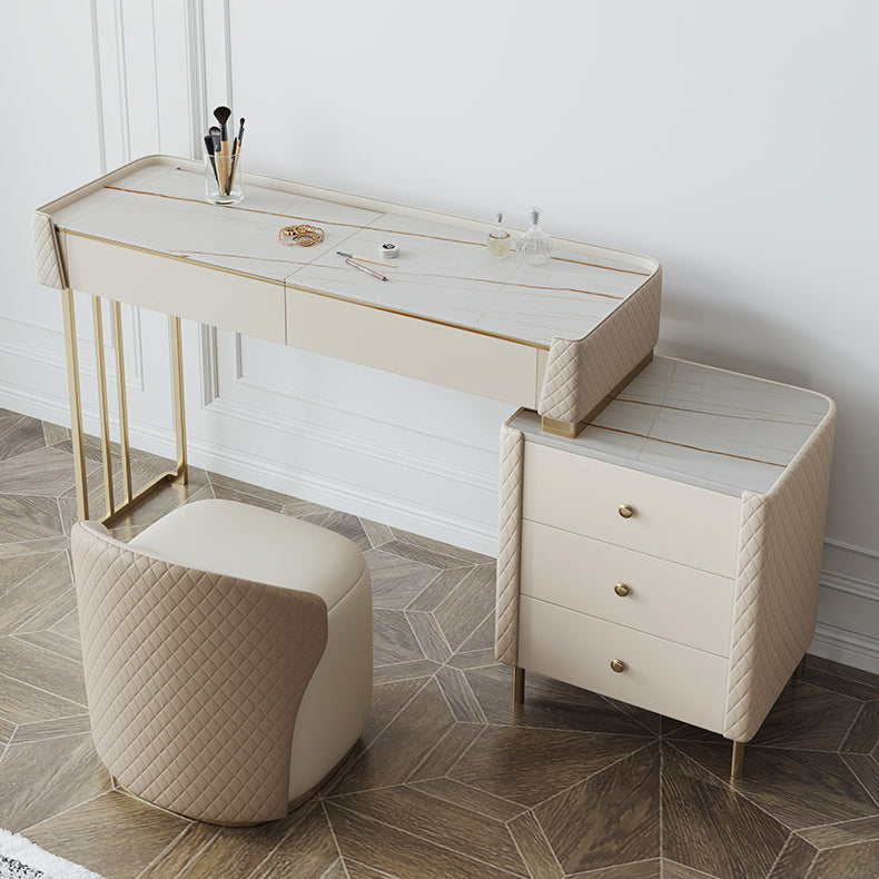 Glamstil Beige Rock Schiefer Eitelkeit mit 5 Schubladen Metallbasis