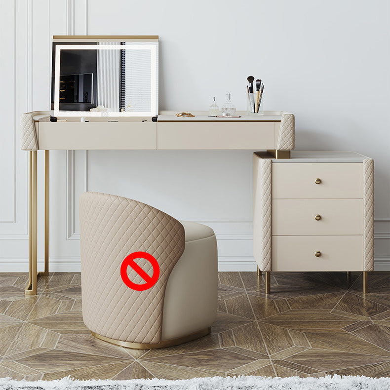 Glamstil Beige Rock Schiefer Eitelkeit mit 5 Schubladen Metallbasis