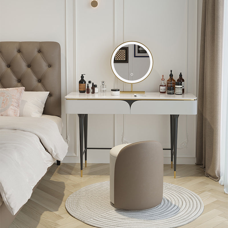 Rock Slate Off-White-Schminktisch mit 4 Schubladen Metallbasis