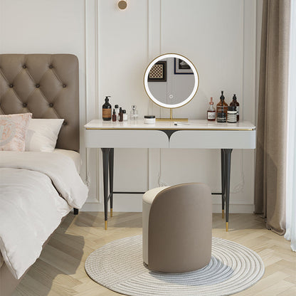 Rock Slate Off-White-Schminktisch mit 4 Schubladen Metallbasis