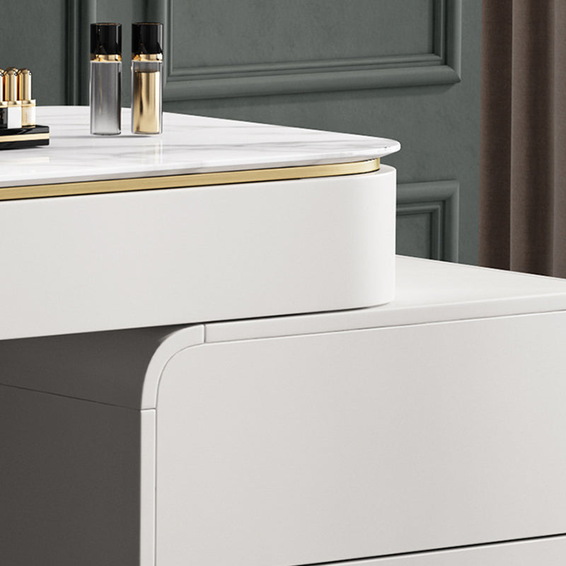 Rock Slate Off-White-Schminktisch mit 4 Schubladen Metallbasis