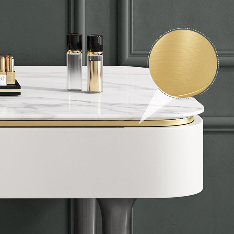 Rock Slate Off-White-Schminktisch mit 4 Schubladen Metallbasis