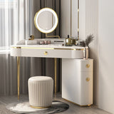 Glam Style Rock Slab Vanity with 3 Drawers White/pink Metal Base Clearhalo 'Bedroom Furniture' 'furn' 'furn_makeup_vanities' 'Furniture' 'Makeup Vanities' 'makeup_vanities' 5568598
