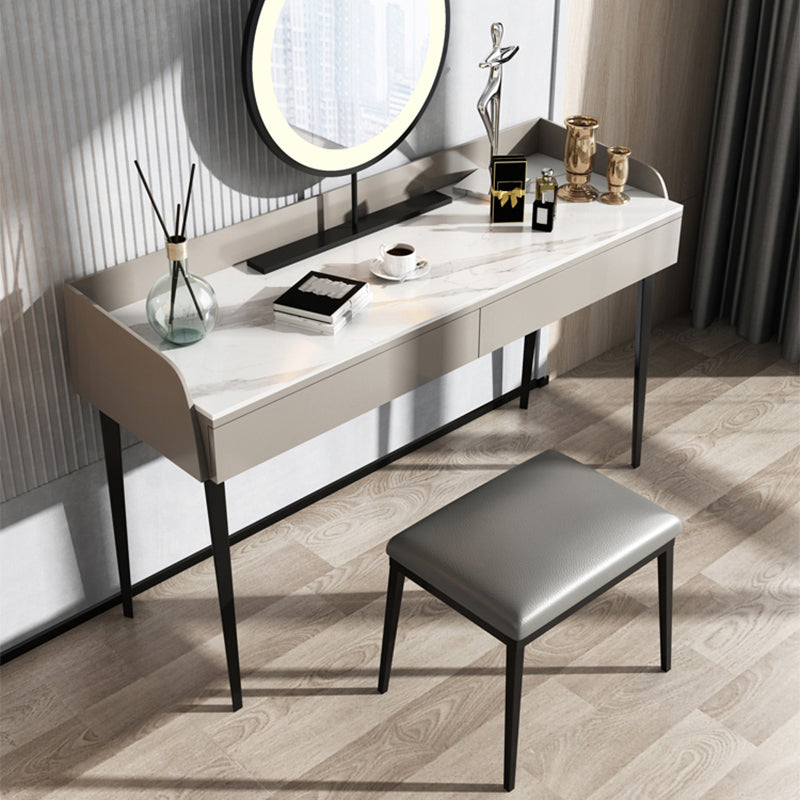 Makeup Counter With 2 Storage Drawers Contemporary Marble Dresser for Bedroom