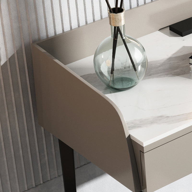 Makeup Counter With 2 Storage Drawers Contemporary Marble Dresser for Bedroom