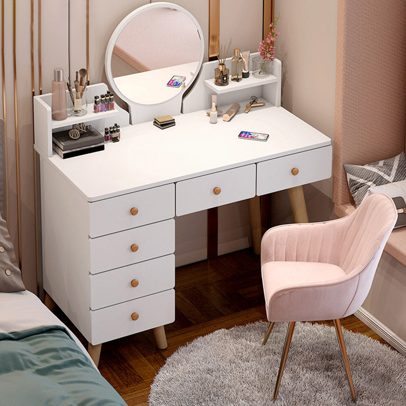 Künstliche Holzarbeitsplatte Weiß/grau 4 -Beine Kommode mit 6 Schubladen