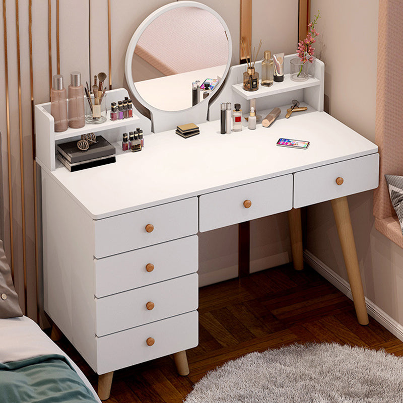 Künstliche Holzarbeitsplatte Weiß/grau 4 -Beine Kommode mit 6 Schubladen