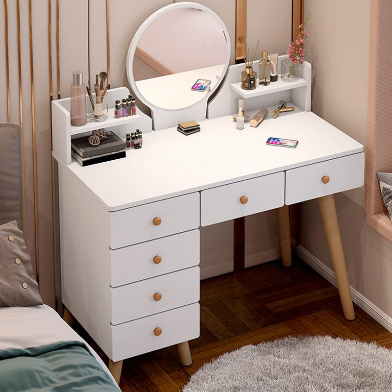 Künstliche Holzarbeitsplatte Weiß/grau 4 -Beine Kommode mit 6 Schubladen