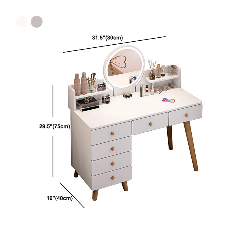 Künstliche Holzarbeitsplatte Weiß/grau 4 -Beine Kommode mit 6 Schubladen