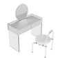Glam Style Acrylic White Slate Table Top Transparent Base with 2 Drawer Dresser